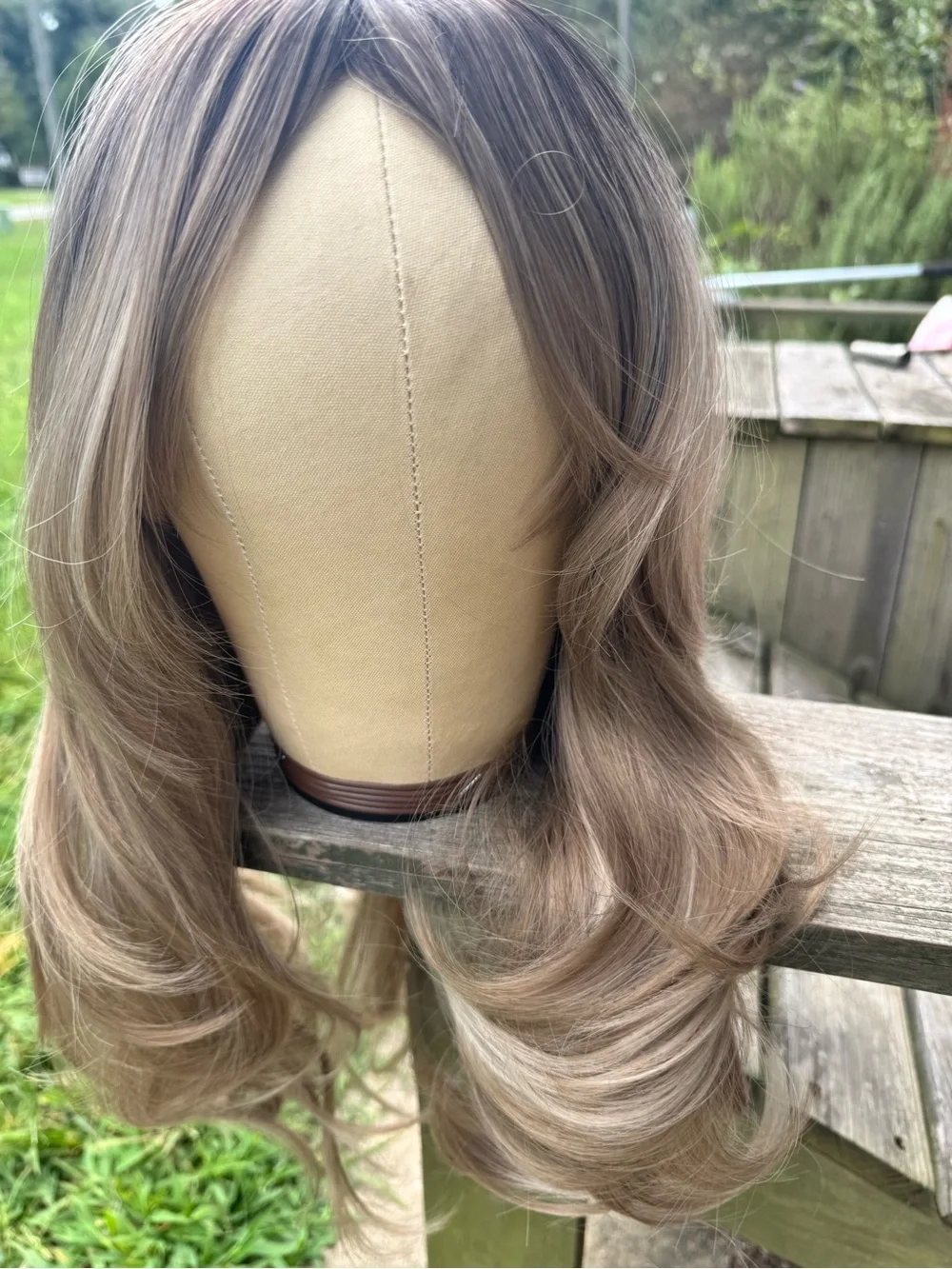Blonde Long Layered Women’s Wig with Curtain Bangs